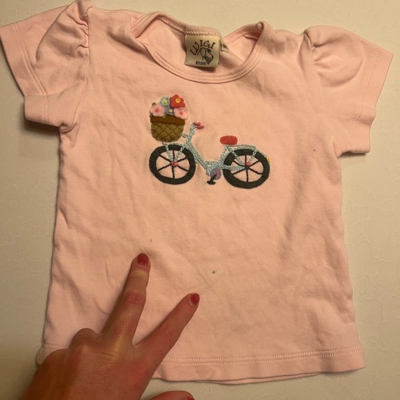 Luigi Kids Pink T-Shirt with Bicycle Design *defects see description* 3T - Picture 1 of 3